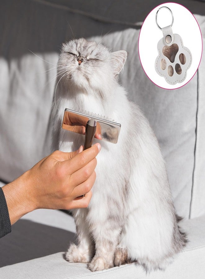 Zelphvt 3 Pcs Cat Dog Hair Keychain, Memory Keepsake Cats Dogs Pet Paw Print Keychain White Pet Hair Storage Keychains Paw Shaped Leather Keychains Pets Memorial Gift Keyring Pets Love Gift - Image 5